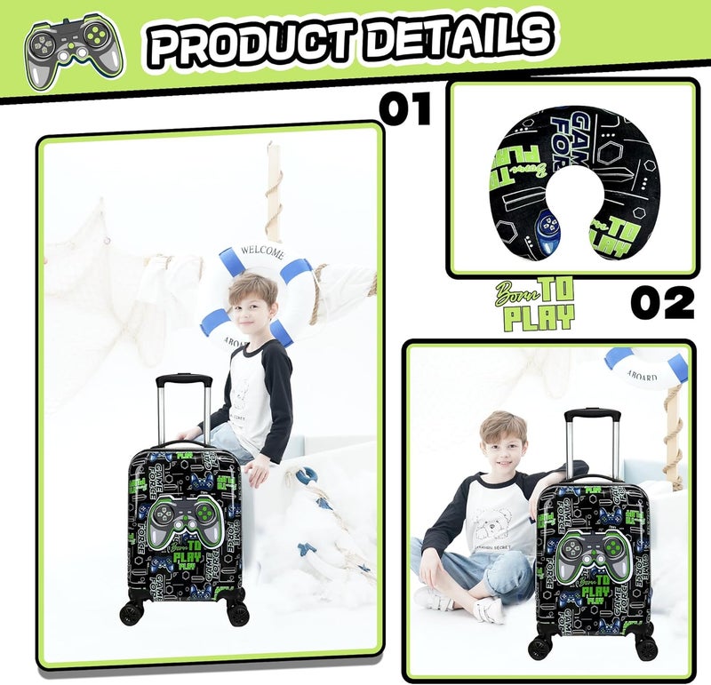 Inprof Kid’s Luggage Set 5 Piece Suitcase Set 16’’ Hardside Luggage with Spinner Wheels Girls Boys Carry on Luggage Travel Rolling Luggage Airline Approved - Image 4
